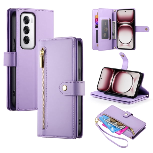 Funda de cartera GANGXUN para OPPO Reno 12 - Diseño de cuero premium, 9 ranuras para tarjetas
