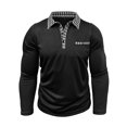 thumbnail image 4 of IYTR Men's Dress Shirts Long Sleeve Color Matching Turndown Collar Button Tshirts with Pocket Solid Color Leisure Loose Fit Spring Clothes Lightweight Shirt (Black,L), 4 of 8