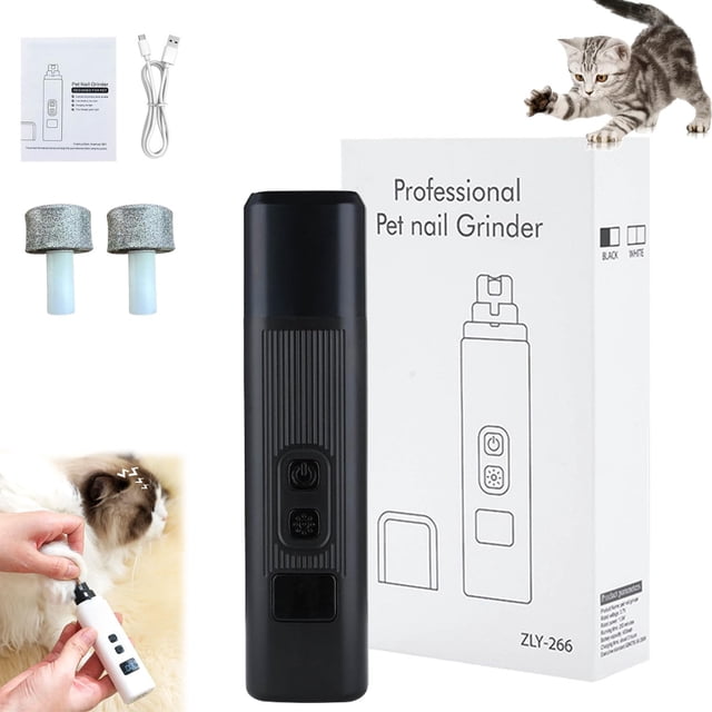 Pet Nail File and Nail Clippers B 12*3, Nail Nail Trimmer Cut Nail Trimmer Two Adjustable with 360° Grinding Settings Vibration Quiet 40Db Suitable for and Dogs Cat Nail, Nail Trimmer