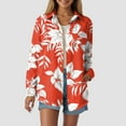 thumbnail image 2 of Womens Hawaiian Long Sleeve Button Down Shirt Tropical Floral Print Beach Vacation Top, 2 of 5