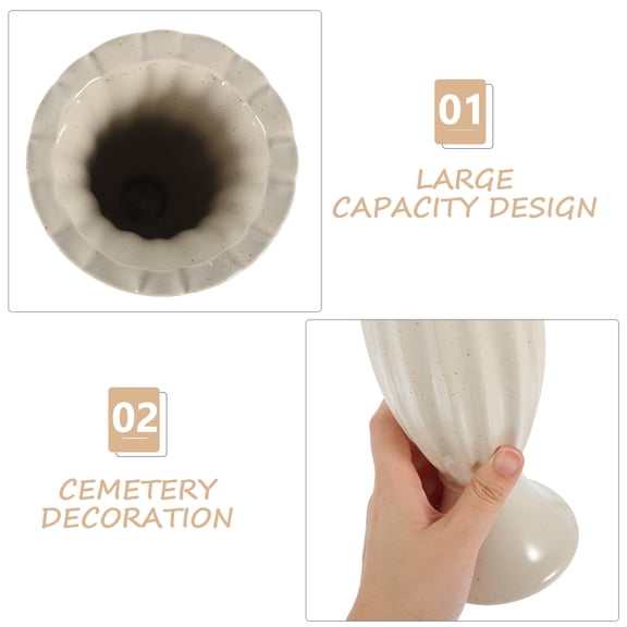 ibasenice Elegant Memorial Grave Vase Flower Holder for Cemetery, Outdoor and Indoor Use, Design for Grave Flowers