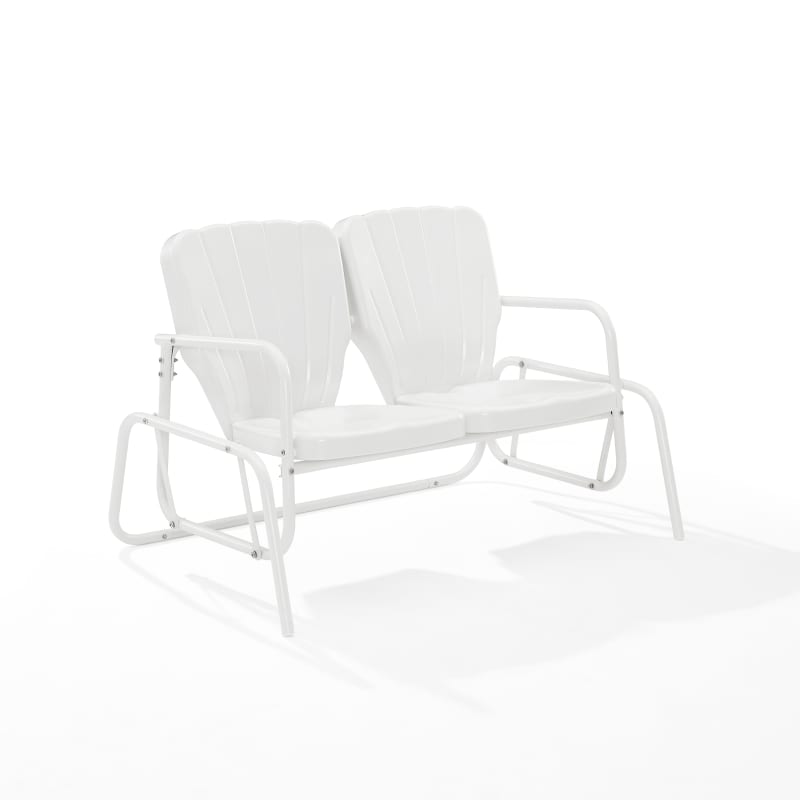Crosley Radio Ridgeland Outdoor Metal Loveseat Glider White Gloss