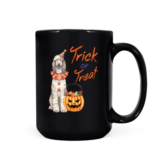 Trick or Treat Afghan Hound Funny Mummy Cosplay Pumpkin Candy Basket Mug Dog Lover Coffee Tea Cup - 12016