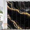 thumbnail image 2 of Ikfashoni Black Marble Shower Curtain with Hooks,13pc Waterproof Fabric Bathroom Curtain, 72"X72", 2 of 8