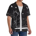 thumbnail image 2 of Sigee Star Gazing Cat Illustration for Men's Casual Short Sleeve Button Down Shirts Men's Shirts Summer-3X-Large, 2 of 5