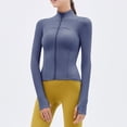 thumbnail image 1 of Ropa de yoga de primavera y verano, chaqueta, camiseta con cuello vertical y cremallera para mujer, ropa deportiva para correr y fitness de manga larga, 1 of 6