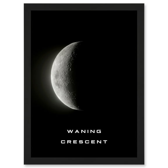 Phases of the Moon Astronomy Waning Crescent Lunar Space Poster Artwork Framed Wall Art Print A4