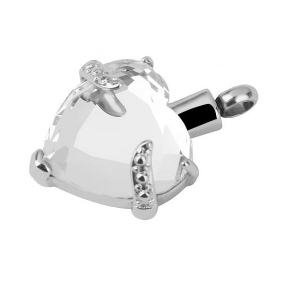 Heart Shape Crystal Cremation Urn Jewelry Accesory Ash Memorial Pendant Necklace Keepsake (White)