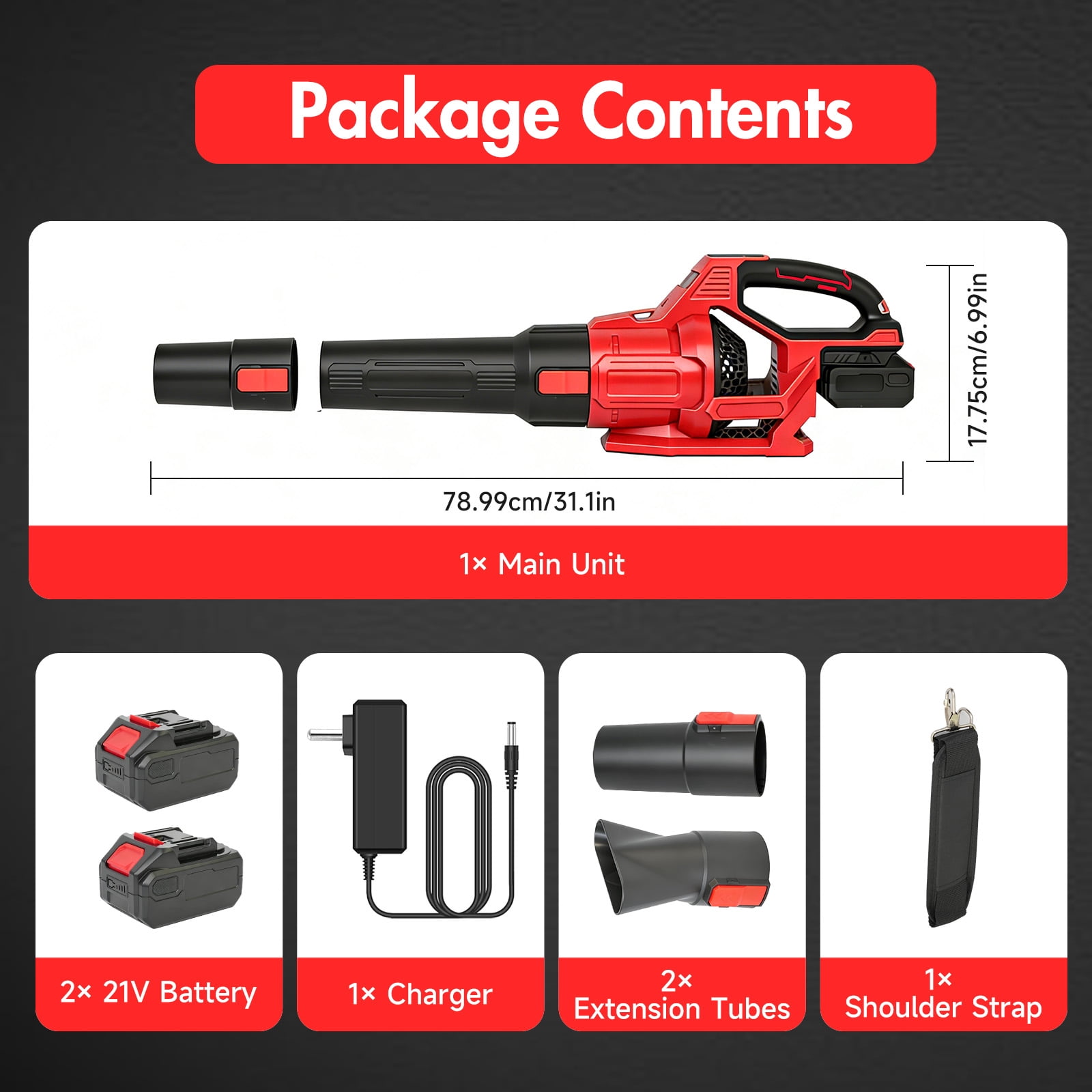 CATGOOD 21V Cordless Leaf Blower 750CFM 280MPH, 3 Speed Electric Leaf Blower with 2×4.0Ah Batteries and Rapid Charger for Lawn, Patio, Yard and Dust Cleaning