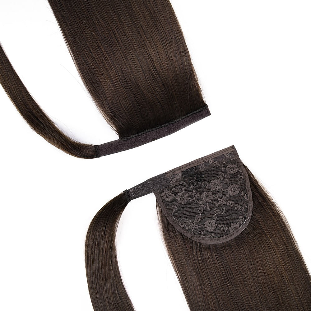 Clip in Ponytail Extension Real Human Hair 14"-22" Long Straight Wrap Around Pony Tail Hair Extensions Brown Brazilian Remy Hair Ponytail Hairpiece