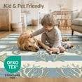thumbnail image 4 of ODIKA 6'x9' Washable Area Rug Seashell Coral Starfish Marine Motifs Striped Nautical Vintage Playful for Family Room, Living Mater Bedroom, Non-Slip, Easy Care, 4 of 7