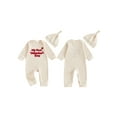 thumbnail image 2 of BemeyourBBs Infant Baby Boy Girl My First Valentines Day Outfit Romper Letters Embroidery Jumpsuit with Hat Cute Newborn Spring Clothes, 2 of 9