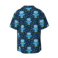 thumbnail image 6 of Daiia Blue Owl Men's Linen Shirts Short Sleeve Casual Shirts Button Down Shirt for Men Beach Summer Wedding Shirt-XX-Large, 6 of 6