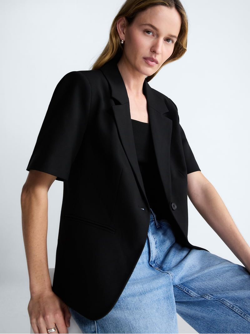 Scoop Women's and Women's Plus Short Sleeve Boxy Blazer, Sizes XS