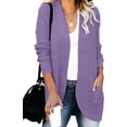 thumbnail image 3 of 2023 Otoño Invierno Mujer Frente Abierto Manga Larga Suelto Slouchy Waffle Chunky Knit Cardigan Suéter con Bolsillos, 3 of 5