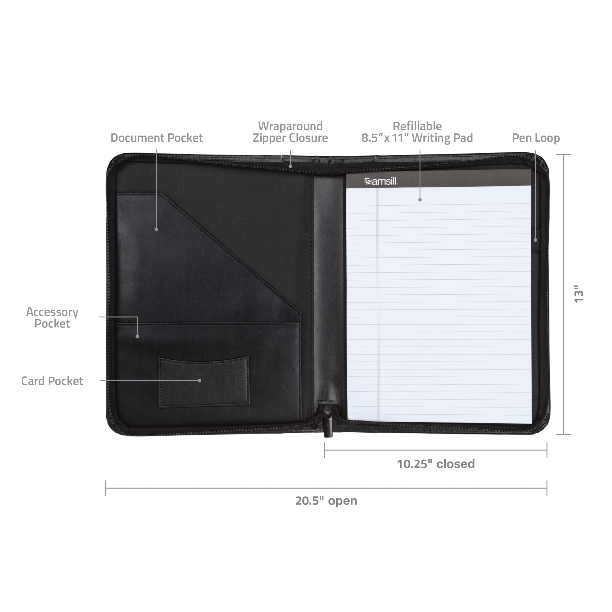 Amazon.com : Samsill Contrast Stitch Faux-Leather Padfolio