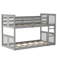 thumbnail image 4 of Twin Over Twin Bunk Bed, Wood Bunk Bed with Ladder and Safety Rail, Space Saving Design Bedroom Furniture, No Box Spring Needed (Gray), 4 of 9