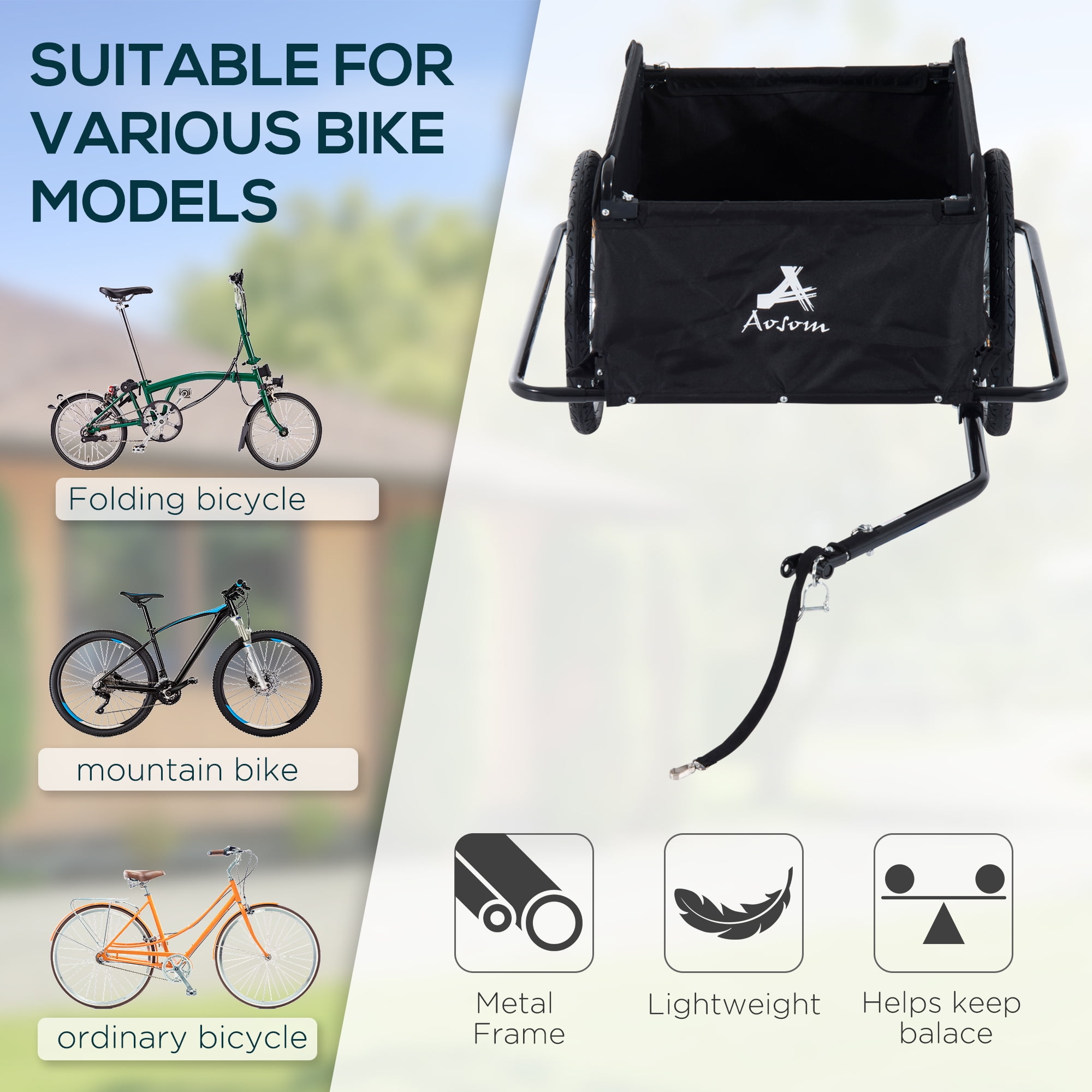 Aosom Steel Bicycle Trailer with Black and Red Cover 5664 0005R