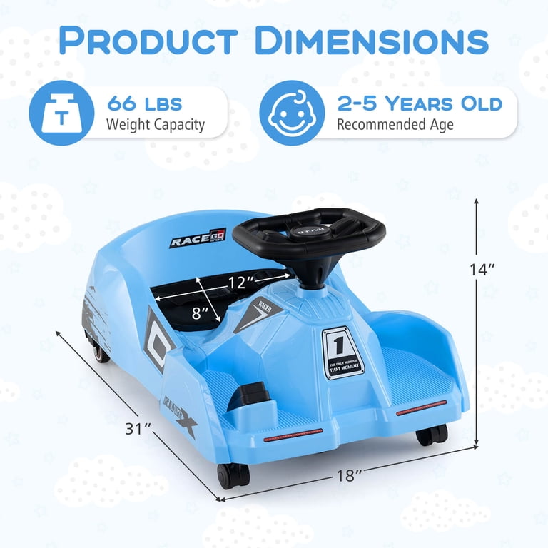 Costway 12V Ride on Toy Car Electric Go Kart with Cleaning Fun