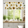 thumbnail image 2 of Curtain Valance for Windows,Summer Sunflower on Gery Plaid Kitchen Valances Rod Pocket Short Curtains,Vintage Buffalo Check Window Treatment Panel for Bedroom Bathroom 42x12in, 2 of 9