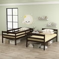 thumbnail image 4 of Gymax Twin Over Twin Bunk Bed Wooden Convertible Into 2 Beds High Guardrails Espresso, 4 of 10