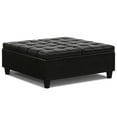 thumbnail image 4 of Simpli Home Harrison 40 inch Wide Transitional Square Large Coffee Table Storage Ottoman in Midnight Black Vegan Faux Leather, 4 of 15