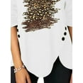 thumbnail image 4 of FASHIONWT Women Leopard Loose Round Neck Long Sleeve Irregular Button Hem Top T-Shirt, 4 of 4