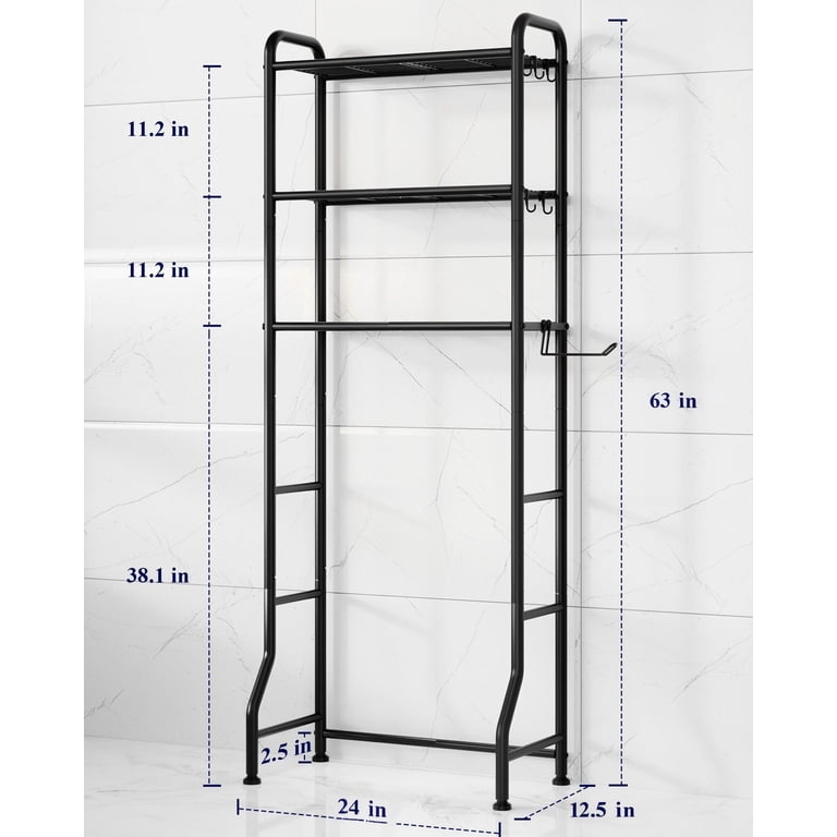 Kitsure 3-Tier Over-the-Toilet Storage with Paper Holder, Black photo 3