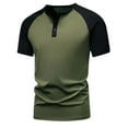 thumbnail image 2 of Homeyce Men's Henley Shirts Short Sleeve Raglan Shirts Button Crewneck T-Shirt Basic Lightweight Summer Tops,Green S, 2 of 5