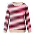 thumbnail image 3 of Women Oversized Striped Color Block Long Sleeve Crew Neck Sweatshirt Casual Loose Pullover Shirt Casual Top, 3 of 4