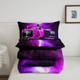 thumbnail image 4 of Erosebridal Purple Race Car Bedding Sets Twin with Comforter, Lightning Printed Duvet Insert, Reversible, 2 Pieces, 4 of 6