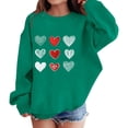 thumbnail image 7 of Long Sleeve Soft Cotton Love Graphic Tops, Soft Cotton Kids Tops Toddler Boys Girls Crewneck Top Love Graphic Pullover Tops Boys Heart Print Cotton Top Kids Heart Print Sweatshirt, Green 150, 7 of 7