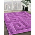 thumbnail image 2 of Ahgly Company Indoor Round Patterned Bright Neon Pink Purple Area Rugs, 8' Round, 2 of 6