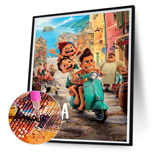 Cuadros Decorativos 5D bricolaje ronda completa taladro diamante pintura dibujos animados chica decoración del hogar (V3802) Wdftyju embutido en tela