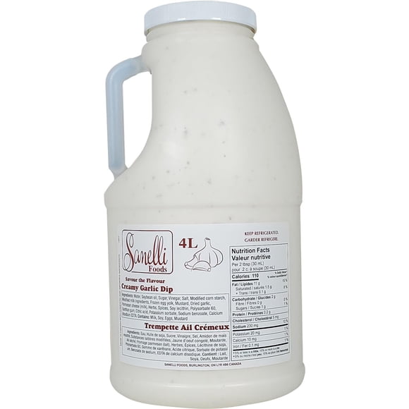 Sanelli Creamy Garlic Sauce - 2ct - 4Ltr Jug - Rich and Flavorful Condiment - Perfect for Pasta, Seafood, and More (2x4ltr)
