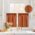 thumbnail image 1 of Fall Cafe Curtains 24 Inch Length Half Window Curtain Farmhouse Short Linen Semi Sheer Curtains for Kitchen Bathroom Basement Small Window, Rod Pocket Tier Curtains 2 Panels, Terracotta, 1 of 5