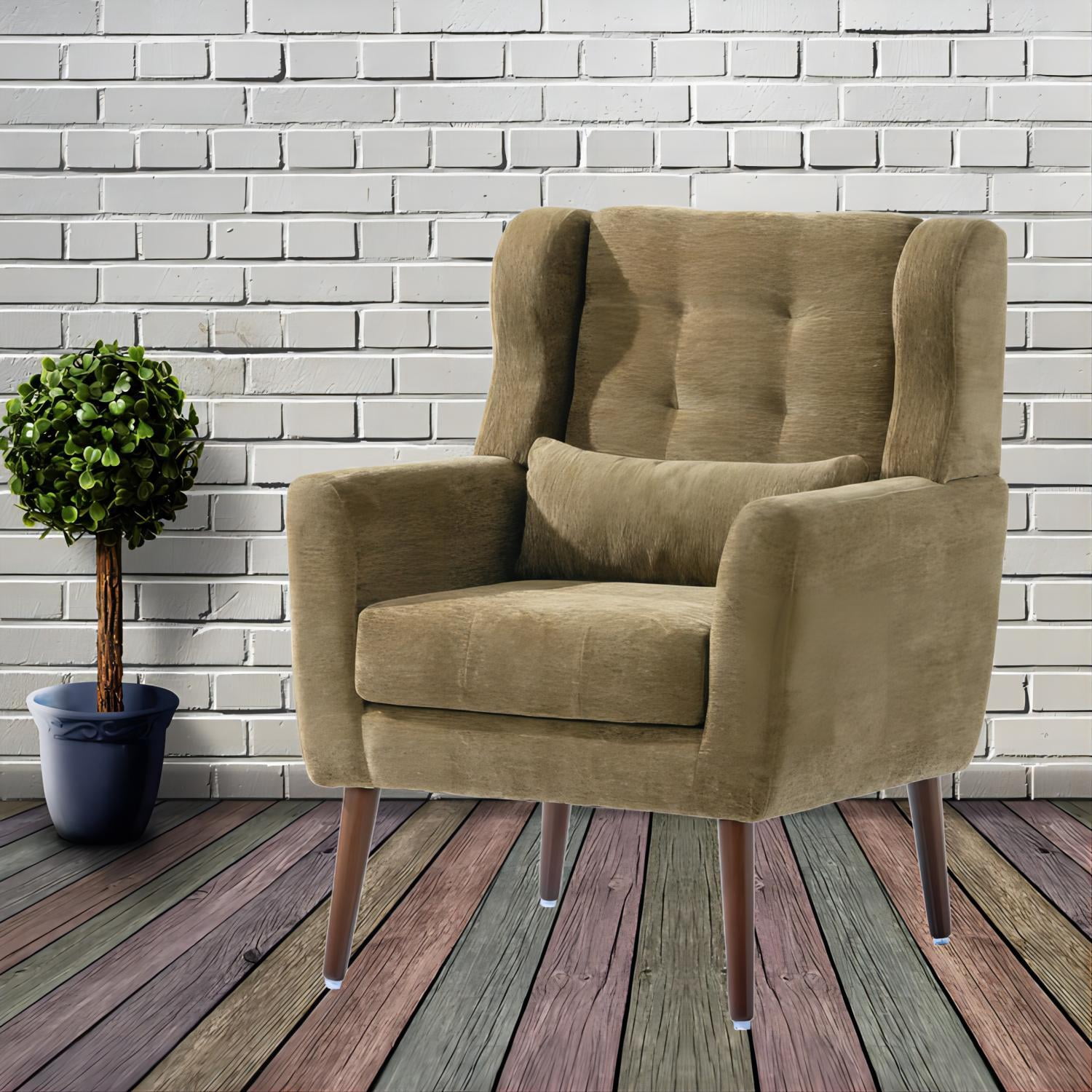DEALTOPS Upholstered Accent Chair Modern Armchair with Chenille Fabric Lounge for Bedroom-Brown