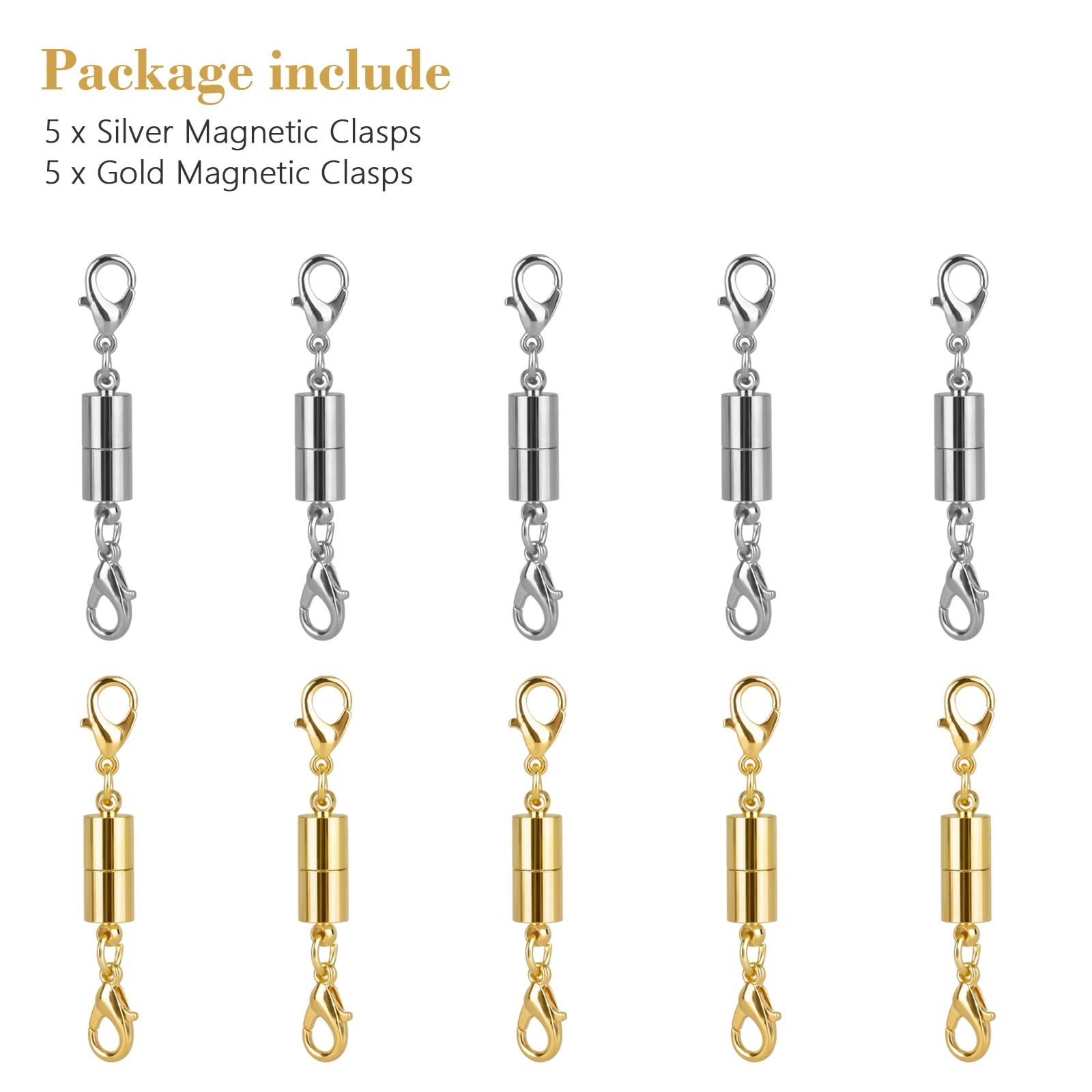 30Pcs Magnetic Jewelry Clasps for Necklaces Magnetic Jewelry Clasps Gold  and Silver Necklace Magnetic Clasp DIY Necklace Bracelet Connectors for