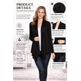 thumbnail image 6 of Moa Collection Women's Long Sleeve Draped Neck Open Front Waist Length Solid Cardigan, 6 of 6
