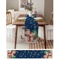 thumbnail image 3 of Blue Christmas Burlap-Cotton Table Runner 72 Inches Long,Snowman Bear Xmas Tree Snowflake Farmhouse Table Runners,Outdoor Dining Tablecloths Decor for Baby Shower Party Wedding 16x72, 3 of 9