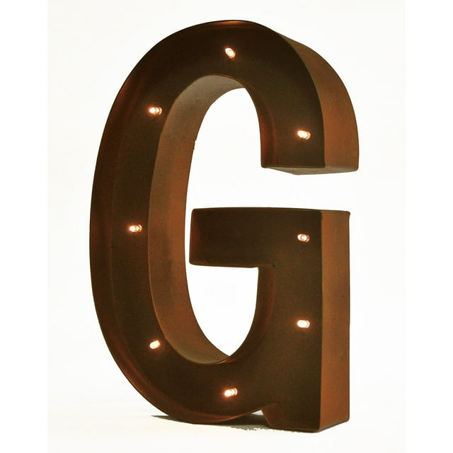 Rustic Vintage 11" Decorative LED Light Glow Letters - Letter G