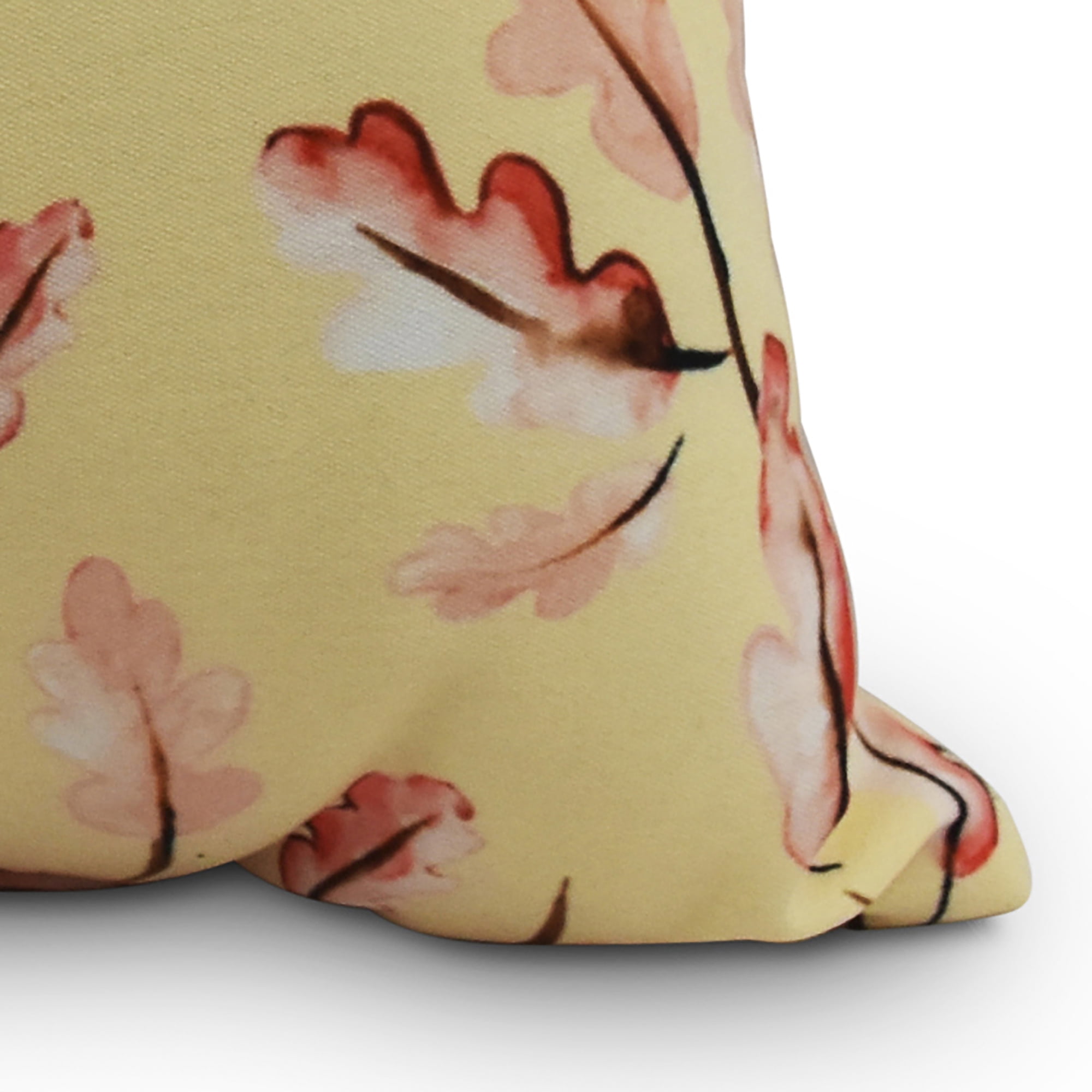 Simply Daisy, 18" x 18" Wild Oak Leaves Cream Floral Print Outdoor Decorative Throw Pillow