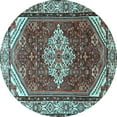 thumbnail image 1 of Ahgly Company Indoor Round Medallion Light Blue Traditional Area Rugs, 4' Round, 1 of 4