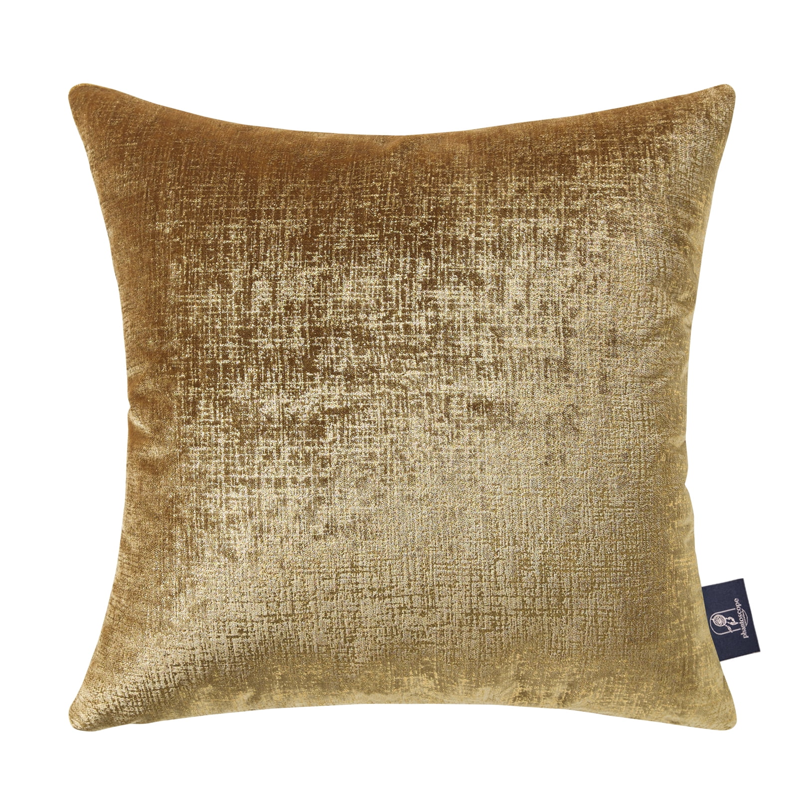 Phantoscope Bronzing Gold Foil Printed Cut Pile Velvet with Gilding Metallic Shiny Decorative Throw Pillow, 20" x 20", Gold, 2 Pack