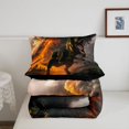 thumbnail image 5 of Manfei Jungle T-Rex Wildlife Twin Comforter Sets,Retro Dino Animals Bedding Set,Orange Black,Black Reversible,2pcs,1 Comforter and 1 Pillowcase, 5 of 7