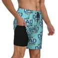 thumbnail image 3 of Picia Best Dad Ever pattern Mens Swim Trunks with Compression Liner Stretch Beach Shorts Quick Dry with Zipper Pockets No-Chafing Board Shorts-Medium, 3 of 9