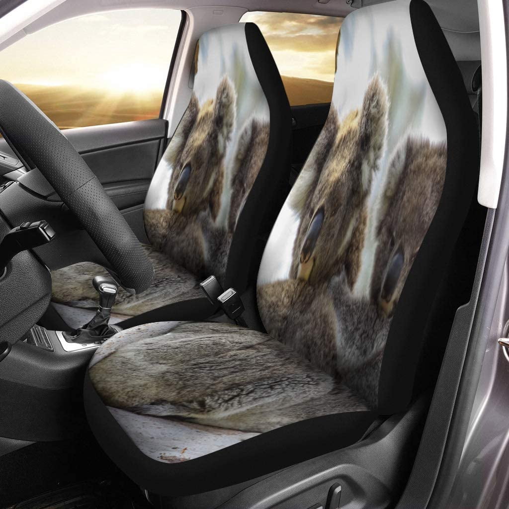 KXMDXA Set of 2 Car Seat Covers Koala Mother Baby Joey on Its Back Sitting Universal Auto Front Seats Protector Fits for Car,SUV Sedan,Truck