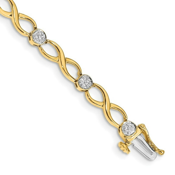 Auriga Fine Jewelry 10K Yellow Gold Diamond Infinity Bracelet 7" for Women