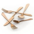thumbnail image 2 of Megachef  20 Piece Gibbous Flatware Utensil Set with Stainless Steel Silverware Metal Service, Rose Gold Matte, 2 of 5