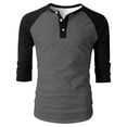 thumbnail image 3 of Handshe Men's Henley Button-Up Shirts, Simple Design Solid Color Raglan Three-Quarter Sleeve Crew Neck Tops for Casual Outfit,Plus Size, 3 of 7
